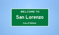 San Lorenzo, California city limit sign. Town sign from the USA.