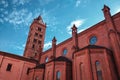 San Lorenzo Cathedral aka Duomo under blue sky in Alba, Piedmont, Italy.