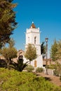 San Lucas church tower built in 1740 in the main square of the village named Toconao in an oasis at the Salar de Atacama, Atacama Royalty Free Stock Photo