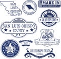 San Luis Obispo county, CA. Set of stamps and signs