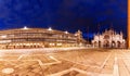 San Marco Square with Basilica of Saint Mark and Clocktower at night, Venice, Italy Royalty Free Stock Photo