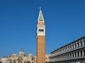 San Marco square with Campanile and Saint Mark`s Basilica. The main square of the old town. Venice, Italy Royalty Free Stock Photo