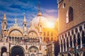 San Marco square with Campanile and Saint Mark`s Basilica. The main square of the old town. Venice, Italy Royalty Free Stock Photo