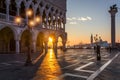 San Marco square with Campanile and Saint Mark`s Basilica. The main square of the old town. Venice, Italy Royalty Free Stock Photo