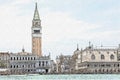 San Marco Square drawing, Venice, Italy