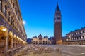 San Marco square illuminated in the early morning in Venice Royalty Free Stock Photo