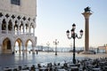 San Marco square at sunrise, nobody in Venice, Italy Royalty Free Stock Photo