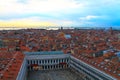 San Marco square, Venice panoramic town view, Italy. Aerial view of San Marco square in Venice. Poster, postcard Royalty Free Stock Photo