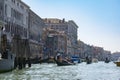 San Marco Venice Italy - April 17, 2019: View of Grand Canal with tourists in gondolas and old colorful buildings Royalty Free Stock Photo