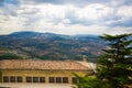 San Marino. Beautiful view to the mountains behind houses with o