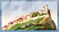 City of San Marino skyline vector colorful poster on beautiful triangular texture background