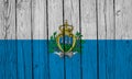 San Marino Flag Over Wood Planks