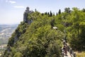 The patway that leads to the Cesta of Fratta tower in Mount Titan in San Marino, Republic of San Marino Royalty Free Stock Photo