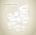 San Marino map, administrative division with names, old paper background