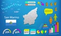 San Marino map info graphics - charts, symbols, elements and icons collection. Detailed San Marino map with High quality business