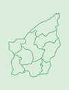 San Marino map with municipalities using green lines on light background vector