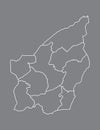 San Marino map with municipalities using white lines on dark background vector