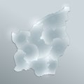 San Marino map separates regions and names individual regions, design glass card 3D blank