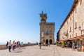 San Marino, Republic of San Marino - April 27, 2018: Central square of San Marino