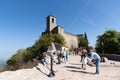 San Marino, Republic of San Marino - April 27, 2018: Fortress of Guaita on Monte Titano Mount Titan