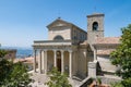 Panoramic view of the Basilica of San Marino. Catholic Church of the Republic of San Marino Royalty Free Stock Photo