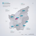 San Marino vector map with infographic elements, pointer marks