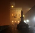 San Marino. View to the Palazzo Pubblicco and statue of Freedom at night Royalty Free Stock Photo