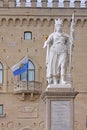 San Marino. View to the Palazzo Pubblicco and statue of Freedom at sunny day Royalty Free Stock Photo