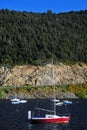 san martin de los andes town, neuquen argentina-landscape and coast of lake lakar with marina Royalty Free Stock Photo