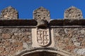 Coat of arms located on the entrance door to the enclosure of the Coracera medieval castle built in 1434