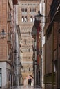 San Martin tower. Mudejar art. Teruel heritage. Historical town.