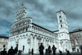 San Michele in Foro. Medieval church. Lucca. Italy. Aged photo.