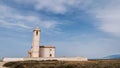 San Miguel Beach and Salinas church, take in Cabo de gata, Almeria, Spain