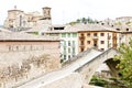 San Miguel church with bridge Puente de la Carcel, Estella, Road Royalty Free Stock Photo