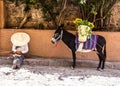 Man with mexican revolutionary costume and donkey Royalty Free Stock Photo