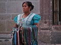 Indigenous native-american woman selling hand-crafted jewelry in the streets of San Miguel de Allende Royalty Free Stock Photo