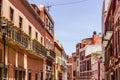 Traditional house facades in San Miguel de Allende Guanajuato Me Royalty Free Stock Photo