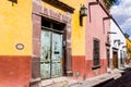 Traditional house facades in San Miguel de Allende Guanajuato Me Royalty Free Stock Photo