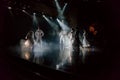 Folk dancers perform the famous Spanish passionate Flamenco dance on the stage of the Castle of San Miguel during a dance show for