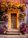 San Miguel Vibrant Color Combinations, A Door With Flowers On It