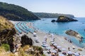 San Nicola Arcella, Calabria, Italy ??Aug. 2020: A beautiful sandy beach near Arcomagno cave