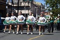 Brass band majorettes synchronized marching during the annual brass band exhibition in honor of Patron Saint Paul the First Hermit Royalty Free Stock Photo