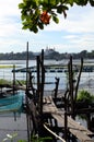 Unkempt, weather damaged lake foot bridge environmental issues that destroy lake