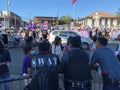 Police SWAT team on guard to a group of militant and revolutionary women GABRIELA who are holding an anti goverment protest