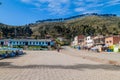 SAN PABLO DE TIQUINA, BOLIVIA - MAY 11, 2015: View of a village San Pablo at Tiquina strait at Titicaca lake, Boliv