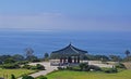 Korean Bell of Friendship in Angels Gate Park, Los Angeles, above the Pacific Ocean