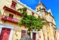 San Pedro Claver statue and the Cartagena Cathedral