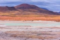 Beautiful mountain range and frozen lagoon in Atacama desert Royalty Free Stock Photo