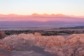 Sunset falling over desertic panorama in Atacama