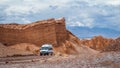 Tour Vehicle Exploring the Moon Valley in the Atacama Desert, Chile, South America Royalty Free Stock Photo